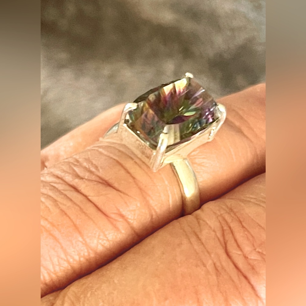 Preowned large .925 Mystic Topaz ring